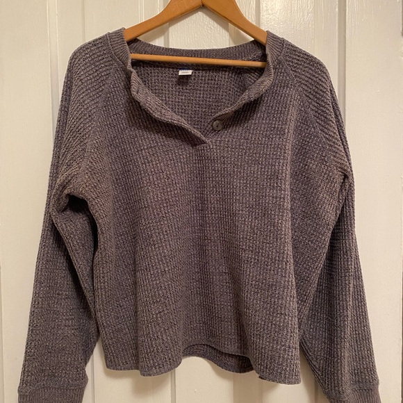 Cozy Gray Women's Henley Longsleeve - Picture 2 of 8
